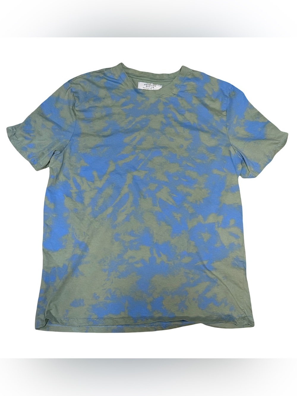 Handmade Unisex Blue & Grey Reverse Tie-Dye T-Shirt. Regular Fit Medium.